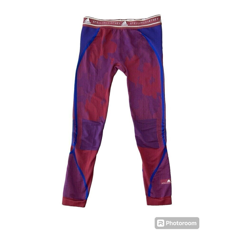 Adidas Stella McCartney Womens Leggings Large Mid Rise Blue Red Athleisure Gym